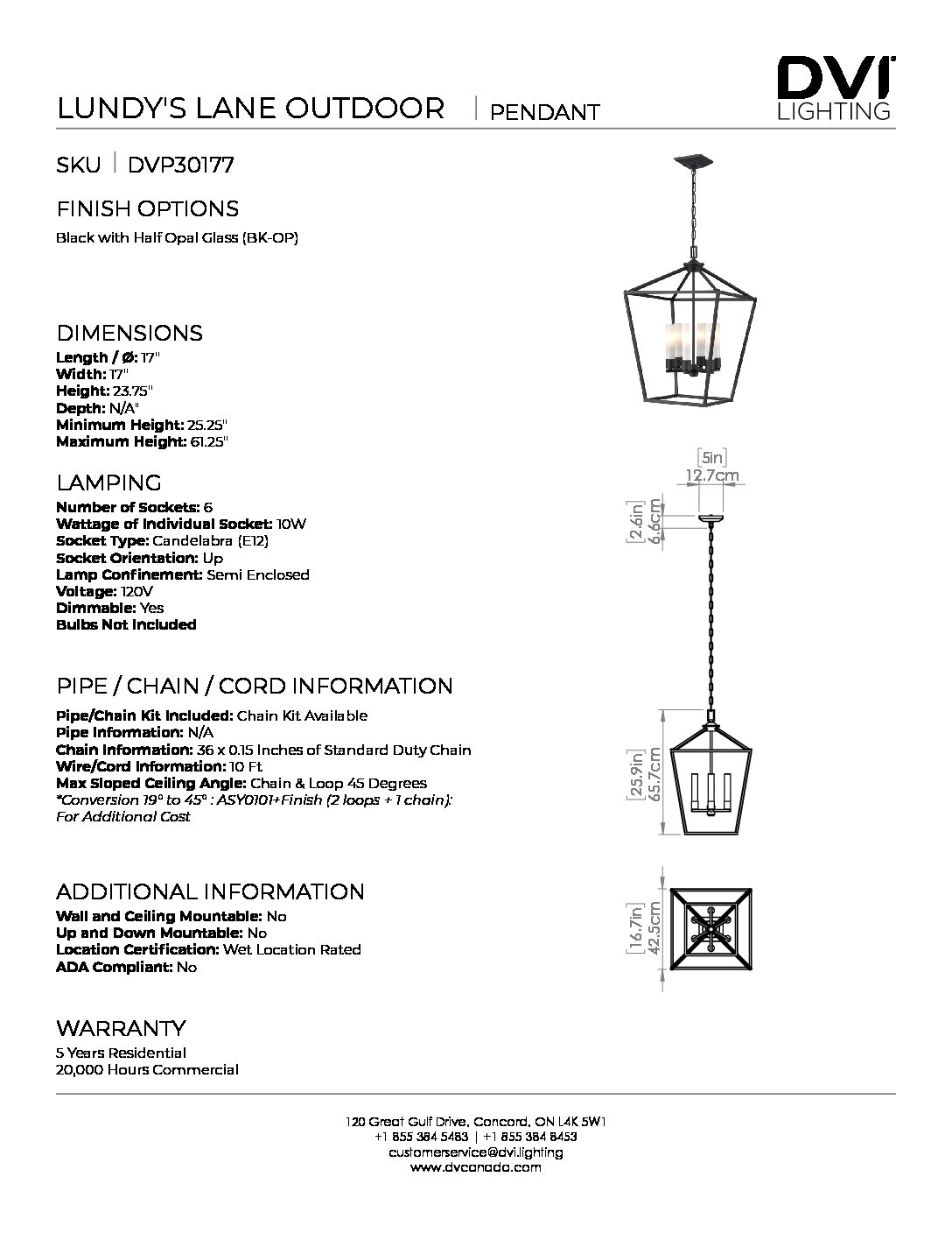 Lundy's Lane Outdoor 6 Light Pendant DVI Lighting